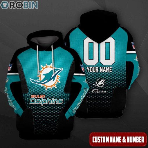 Miami Dolphins Polygon Pattern Design 3D Hoodie