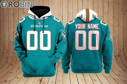 Miami Dolphins Teams Hoodie Custom Name and Number