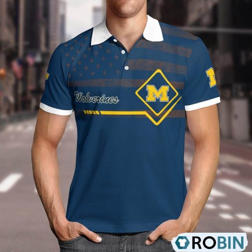 Michigan Wolverines American Flag Polo Shirt, Wolverines Fan Shirt