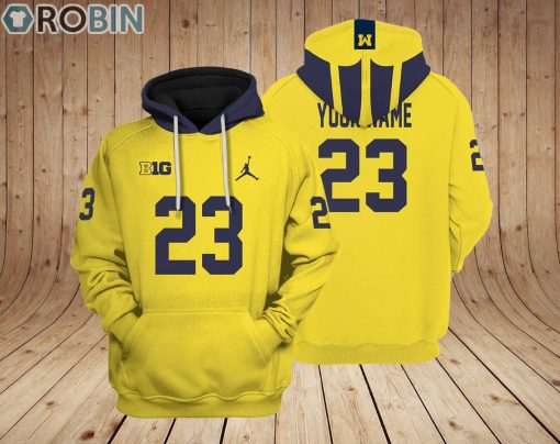 Michigan Wolverines football Logo Design Hoodie Custom Name and Number