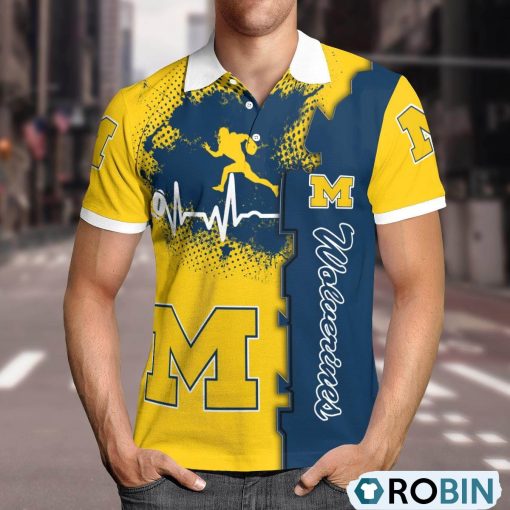 Michigan Wolverines Heartbeat Polo Shirt, Michigan Wolverines Fan Shirt