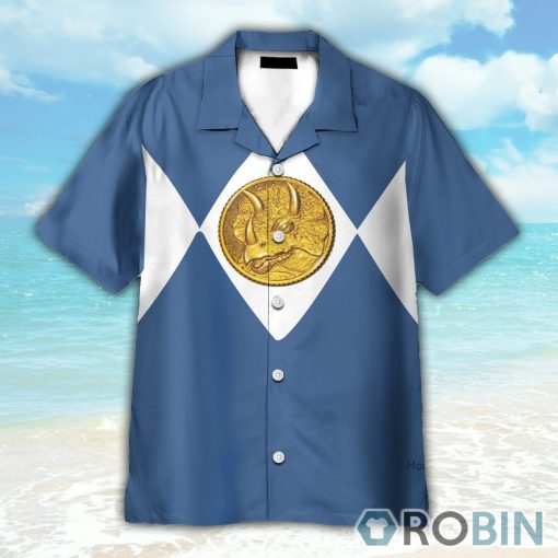 Mighty Morphin Power Blue Ranger Cosplay Costume Hawaiian Shirt