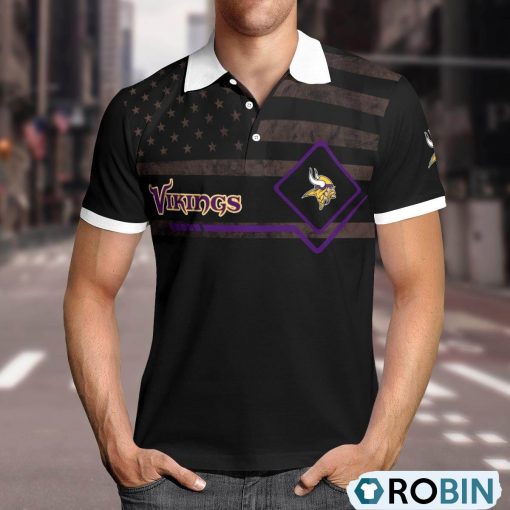 Minnesota Vikings American Flag Polo Shirt, Vikings Merch