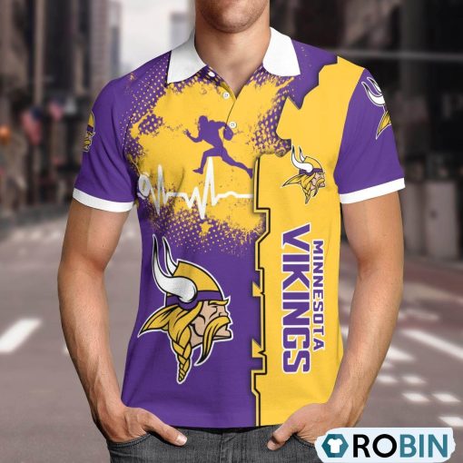 Minnesota Vikings Heartbeat Polo Shirt, Vikings Team Gifts