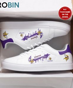 Minnesota Vikings Logo Nike Drip Design Personalized Stan Smith Sneakers Minnesota Vikings Logo Nike Drip Design Personalized Stan Smith Sneakers