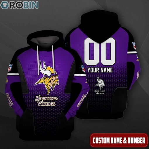 Minnesota Vikings Polygon Pattern Design 3D Hoodie
