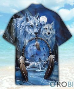 Native Wolf Ice Land Blue Hawaiian Shirt