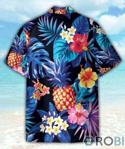 Neon Pineapple With Tropical Flowers Hawaiian Shirt