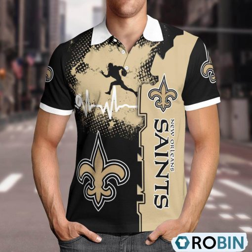 New Orleans Saints Heartbeat Polo Shirt, Saints Fan Shirt