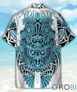 Nordic Viking Owl Tattoo Blue Color Hawaiian Shirt