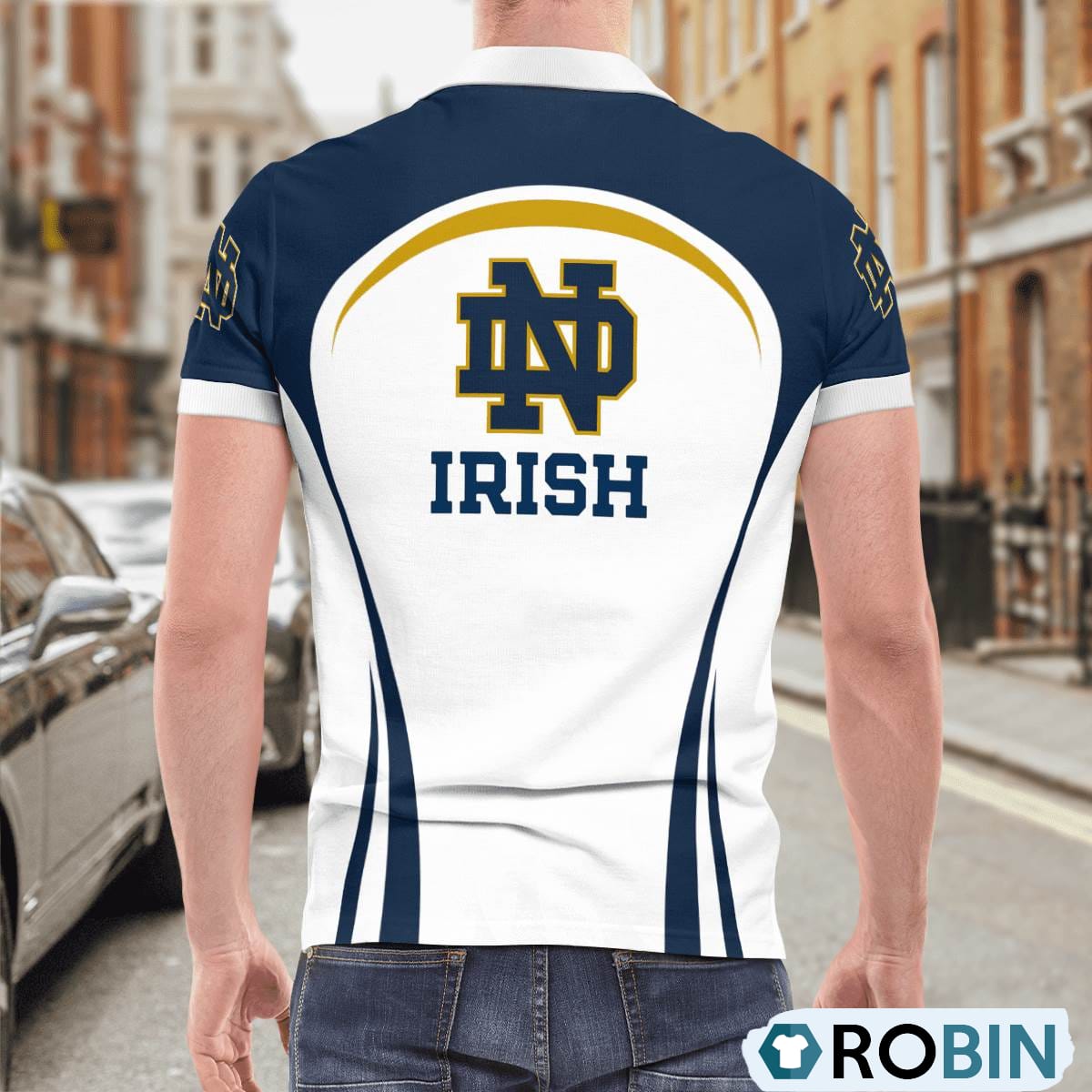 Notre Dame Fighting Irish Curve Casual Polo Shirt, Notre Dame Fighting Irish Unique Gifts