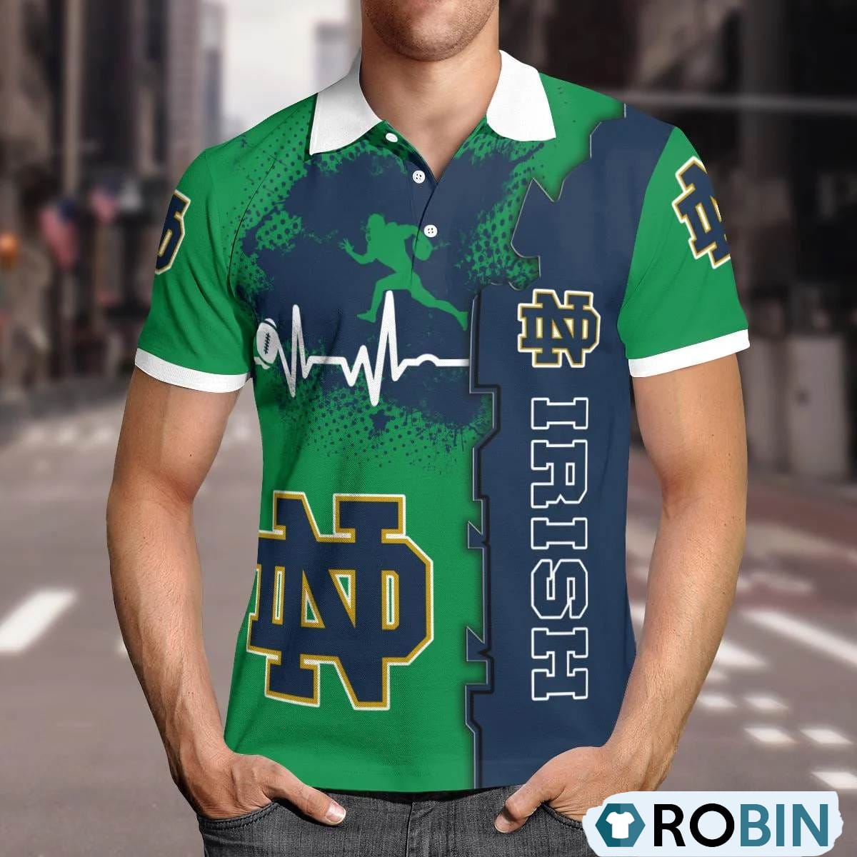 Notre Dame Fighting Irish Heartbeat Polo Shirt, Fighting Irish Fan Shirt for Sale