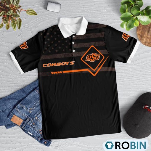 Oklahoma State Cowboys American Flag Polo Shirt, Oklahoma State Cowboys Unique Gifts
