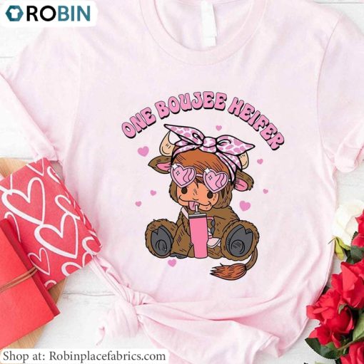 One Boujee Heifer Shirt, Cow Valentine Sweatshirt Short Sleeve