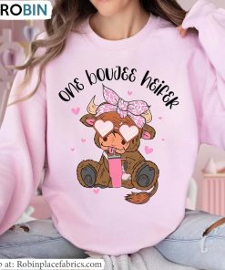One Boujee Heifer Shirt, Cute Heifer Valentine Crewneck Unisex Hoodie