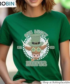 One Lucky Heifer Shirt, Highland Heifer Crewneck Unisex Hoodie
