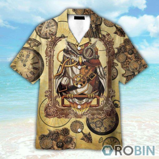 Owl Steampunk Clock Button’s Up Shirts, Hawaiian Shirt