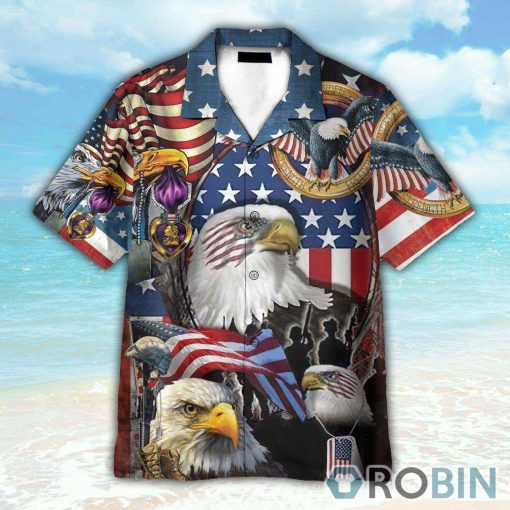 Patriotic Eagle 4th July Idependence Day Hawaiian Shirt