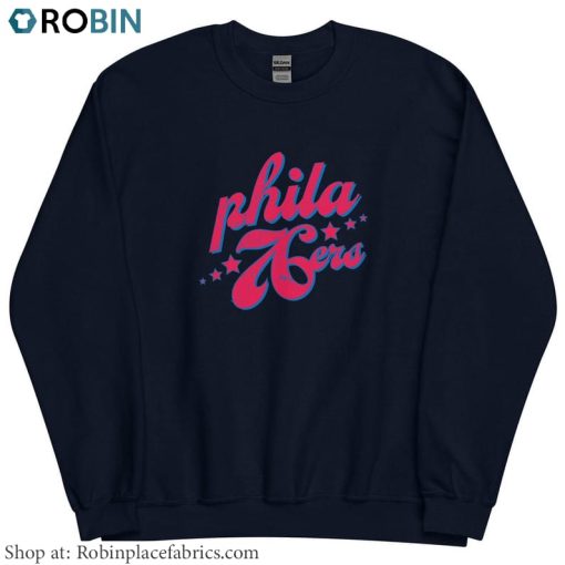 Philadelphia 76ers Shirt, Neutral 76ers Throwback Unisex Hoodie Crewneck