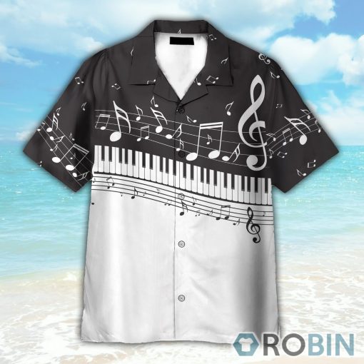 Piano And Music Notes Pattern Hawaiian Shirt