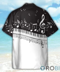 Piano And Music Notes Pattern Hawaiian Shirt