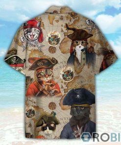 Pirate Cat Vintage Nautical Map Pattern Hawaiian Shirt Pirate Cat Vintage Nautical Map Pattern Hawaiian Shirt
