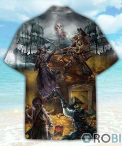 Pirate Skull Fighting For Treasure Hawaiian Shirt
