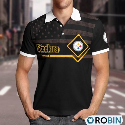 Pittsburgh Steelers American Flag Polo Shirt, Pittsburgh Steelers Gifts
