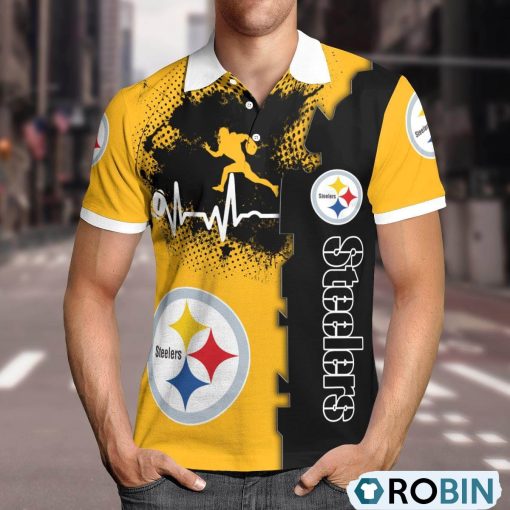 Pittsburgh Steelers Heartbeat Polo Shirt, Steelers Apparel