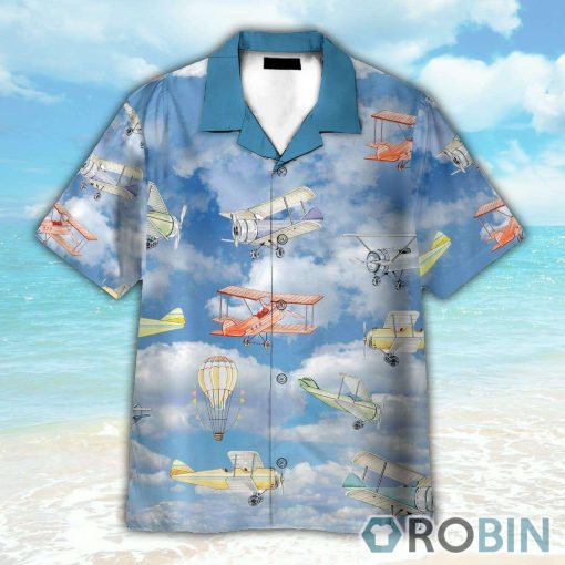 Planes And Hot Air Balloon, Fly Away Hawaiian Shirt