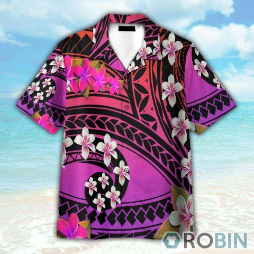 Plumeria Polynesian Purple Hawaiian Shirt