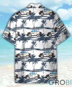 Police Car Tropical Coconut Tree Pattern Hawaiian Shirt