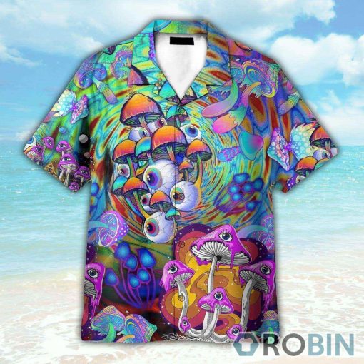 Psychedelic Art Magic Mushroom Trippy Hippie Hawaiian Shirt