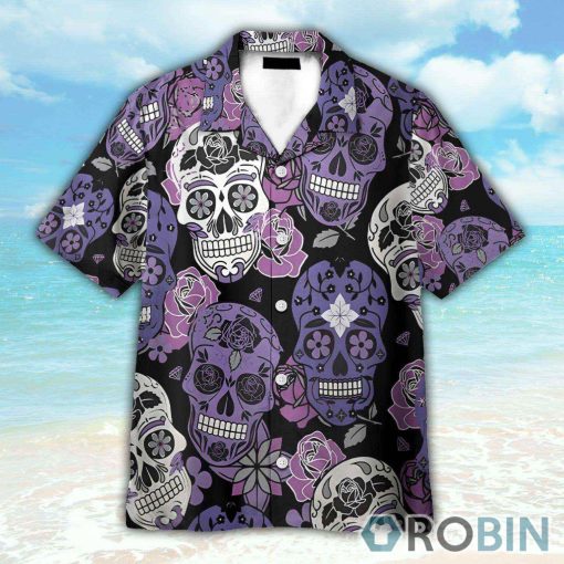 Purple Sugar Skulls Hawaiian Shirt