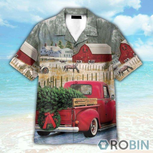 Red Truck Christmas Apple Valley Orchards Hawaiian Shirt