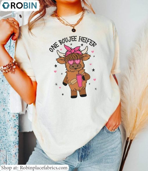 Retro Cow Heart Sarcastic Valentines Sweatshirt , One Boujee Heifer Shirt Tank Top