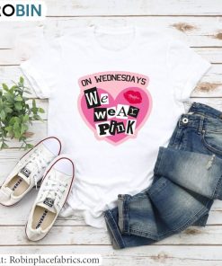 Retro On Wednesdays We Wear Pink Shirt, We Wear Pink Girls Crewneck Short Sleeve