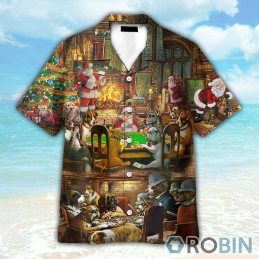 Santa Playing Poker Christmas Gift For Adults Hawaiian Shirt