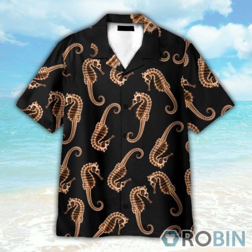 Seahorse X Ray In Black Hawaiian Shirt