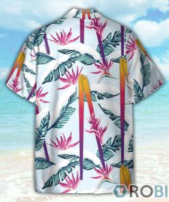 Skiing Palm Tropical Leaves Pattern Hawaiian Shirt