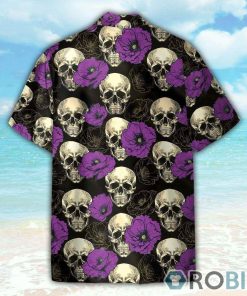 Skull And Purple Flower Tropical Hawaiian Shirt
