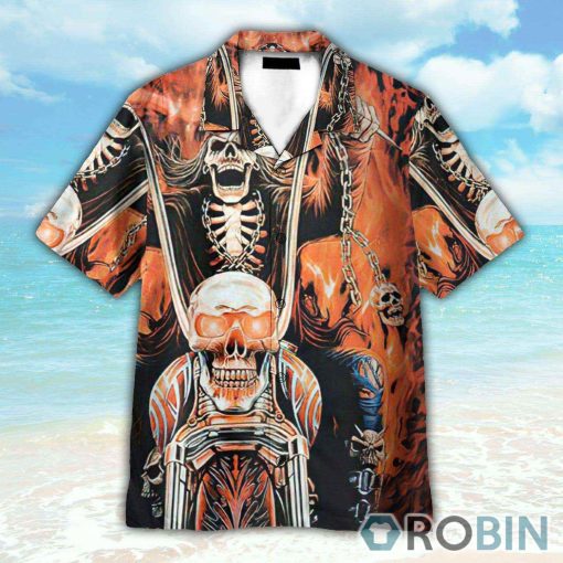 Skull Gangster Biker Ride Or Die Motorcycles Racing Hawaiian Shirt