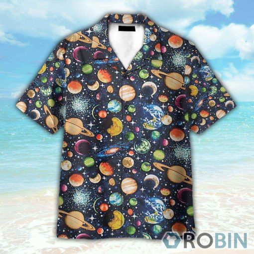 Solar System, Galaxy, Universe Pattern Hawaiian Shirt