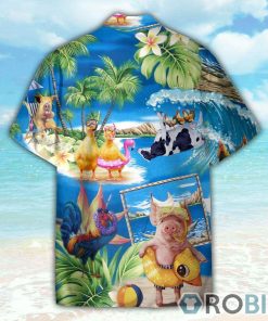 Stay Cool Duck Rooster Pig And Cow Animals Hawaiian Shirt