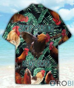 Stop Staring At My Cock Forest Leaf Pattern Hawaiian Shirt