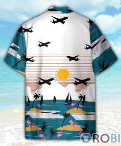 Summer Beach Flamingo And Planes Hawaiian Shirt