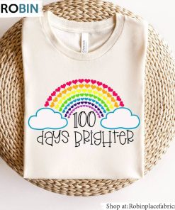 Teacher Sweatshirt , Funny 100 Days Brighter Shirt Unisex Hoodie