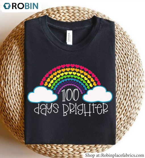 Teacher Sweatshirt , Funny 100 Days Brighter Shirt Unisex Hoodie