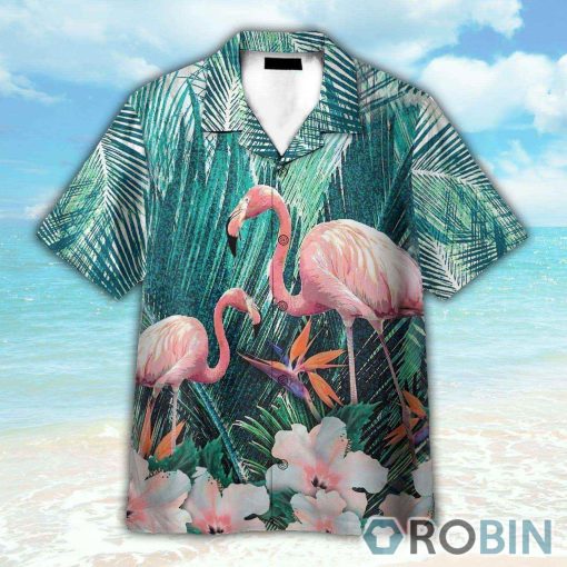 The Beauty Of Flamingo On Floral Hawaiian Shirt