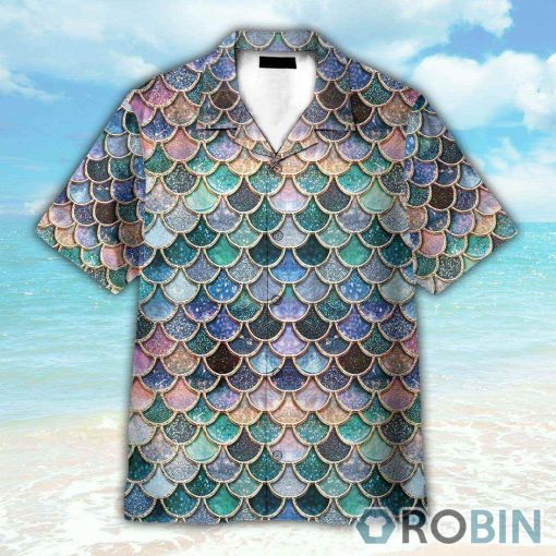 The Most Blue Sparkle Mermaid Tail Ocean Cosplay Costume Hawaiian Shirt